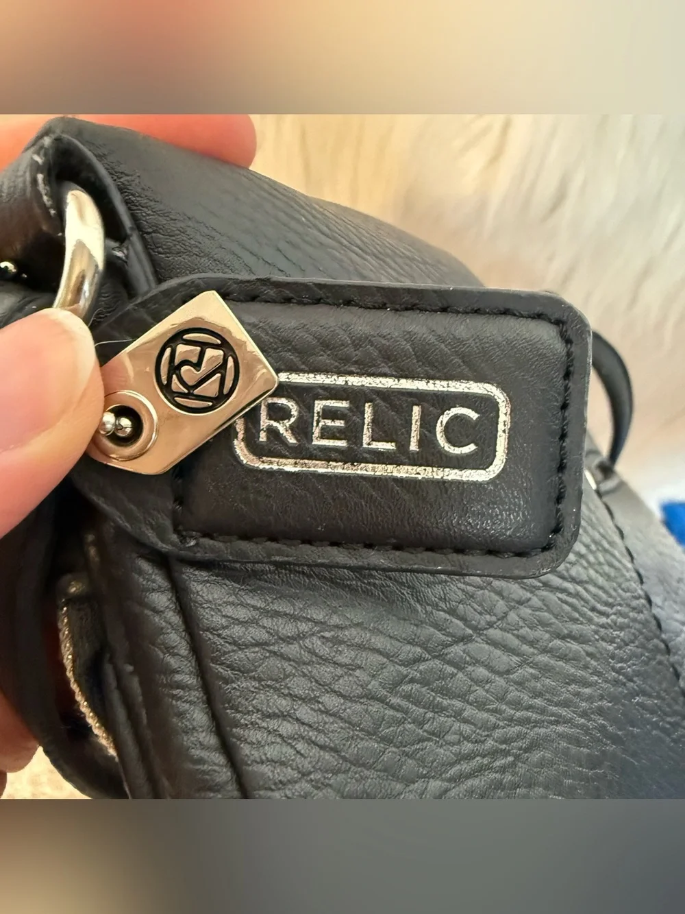 Relic Black Vegan Leather Crossbody Purse Lightweight Bag Foldover Pockets
